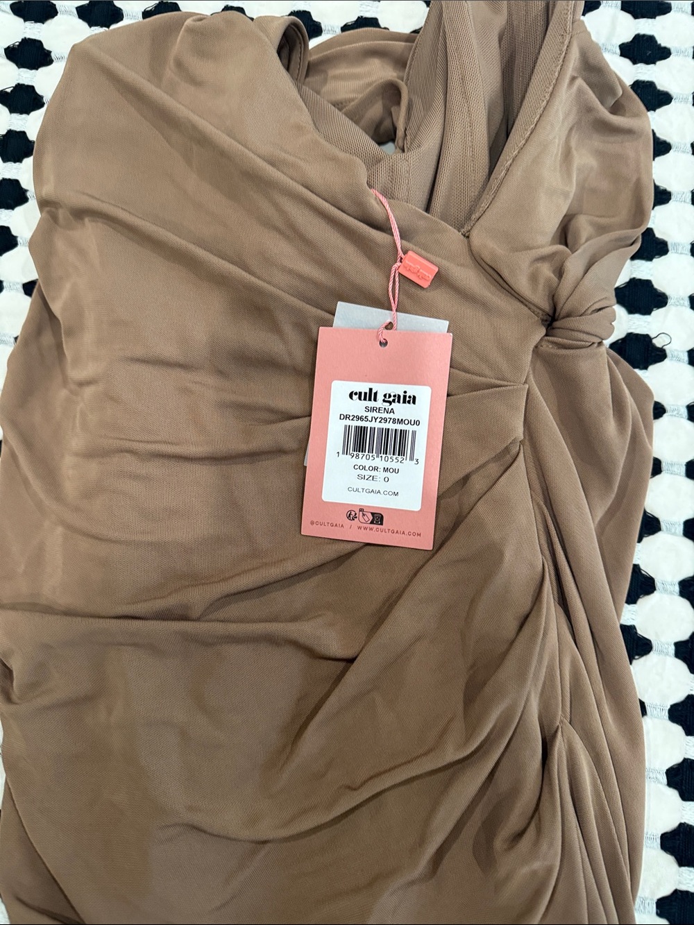 cult gaia One-Shoulder Draped Mini Dress in Camel Brown - Picture 6 of 6